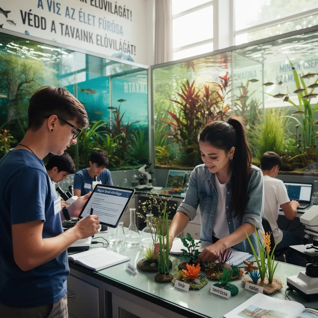 A tengerfenék élővilágát bemutató részletes makrófelvétel, amely különböző algák és kis állatok sokaságát tartalmazza.