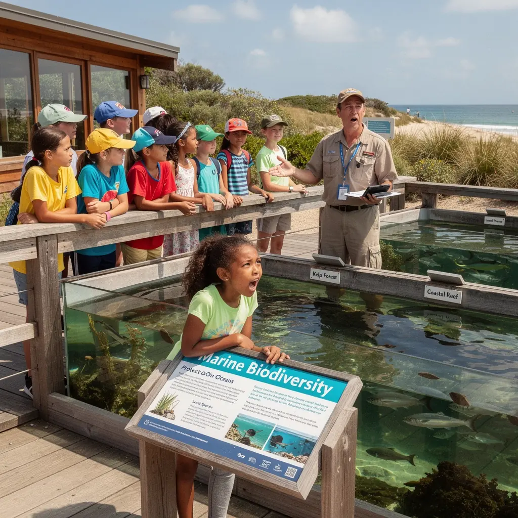 A tengerfenék élővilágát bemutató részletes makrófelvétel, amely különböző algák és kis állatok sokaságát tartalmazza.