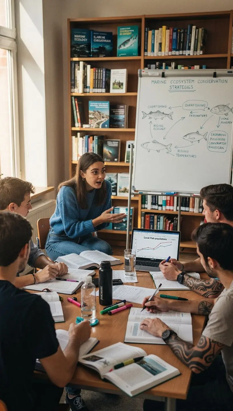A tengerfenék élővilágát bemutató részletes makrófelvétel, amely különböző algák és kis állatok sokaságát tartalmazza.